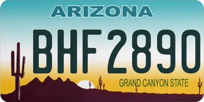 AZ license plate BHF2890