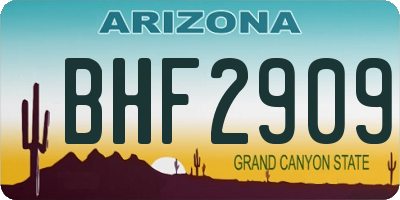 AZ license plate BHF2909