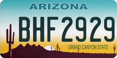 AZ license plate BHF2929