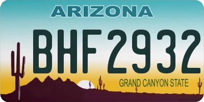 AZ license plate BHF2932