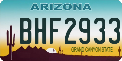 AZ license plate BHF2933