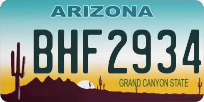 AZ license plate BHF2934