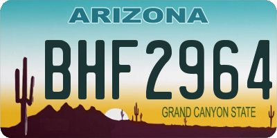 AZ license plate BHF2964