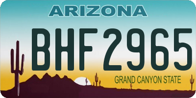 AZ license plate BHF2965