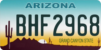 AZ license plate BHF2968