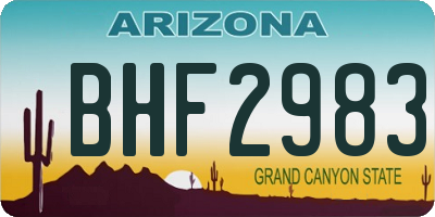 AZ license plate BHF2983