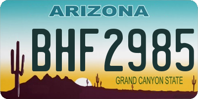 AZ license plate BHF2985