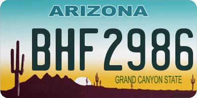 AZ license plate BHF2986