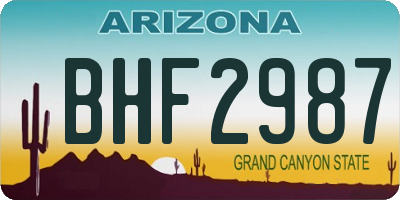 AZ license plate BHF2987