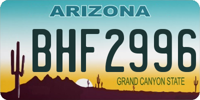 AZ license plate BHF2996