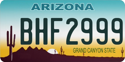 AZ license plate BHF2999