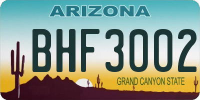 AZ license plate BHF3002