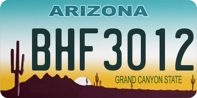 AZ license plate BHF3012