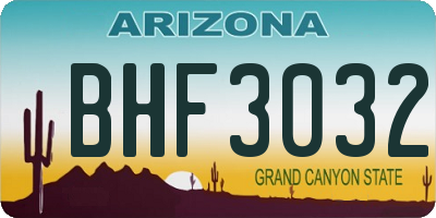 AZ license plate BHF3032