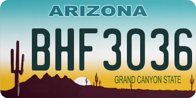 AZ license plate BHF3036