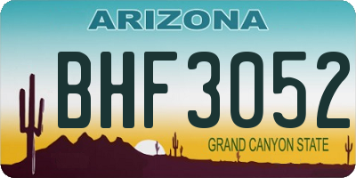 AZ license plate BHF3052