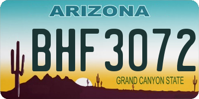 AZ license plate BHF3072