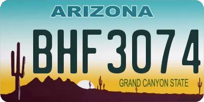 AZ license plate BHF3074