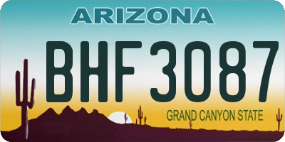 AZ license plate BHF3087