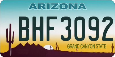 AZ license plate BHF3092