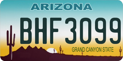 AZ license plate BHF3099