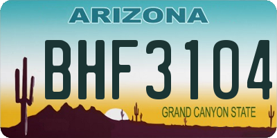 AZ license plate BHF3104