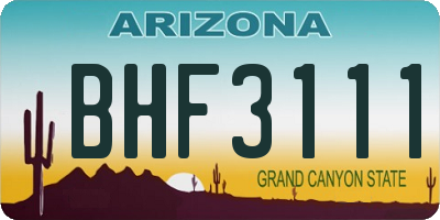 AZ license plate BHF3111