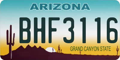 AZ license plate BHF3116