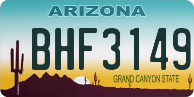 AZ license plate BHF3149
