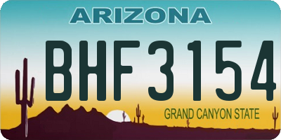 AZ license plate BHF3154