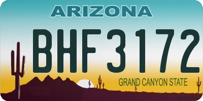 AZ license plate BHF3172