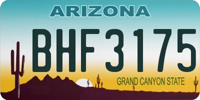 AZ license plate BHF3175