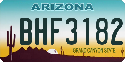 AZ license plate BHF3182
