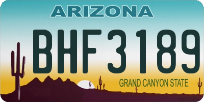 AZ license plate BHF3189