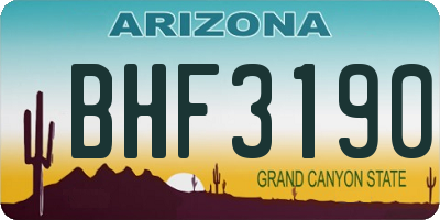 AZ license plate BHF3190