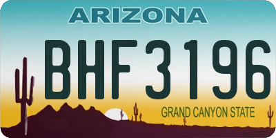 AZ license plate BHF3196
