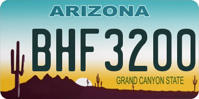 AZ license plate BHF3200