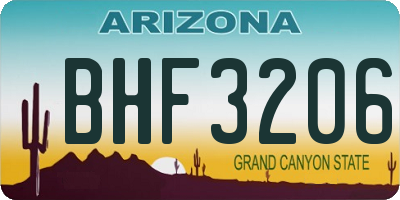 AZ license plate BHF3206