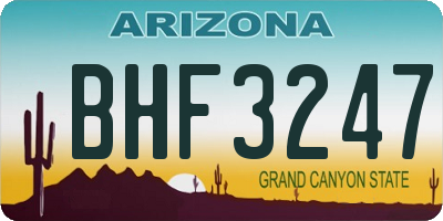 AZ license plate BHF3247