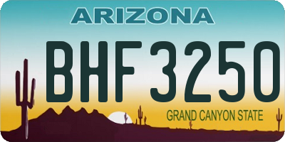 AZ license plate BHF3250