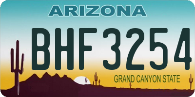 AZ license plate BHF3254
