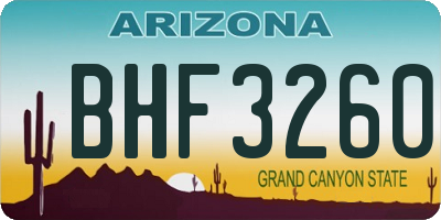 AZ license plate BHF3260