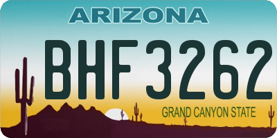 AZ license plate BHF3262