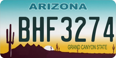 AZ license plate BHF3274