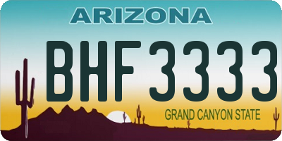 AZ license plate BHF3333