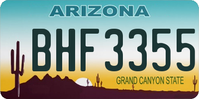 AZ license plate BHF3355
