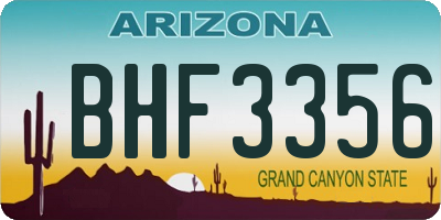 AZ license plate BHF3356