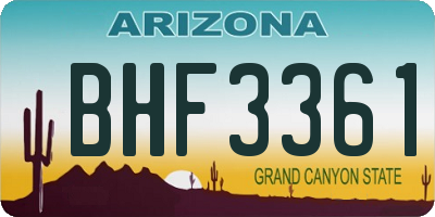 AZ license plate BHF3361