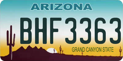AZ license plate BHF3363
