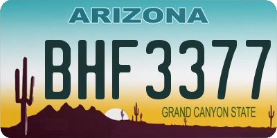 AZ license plate BHF3377